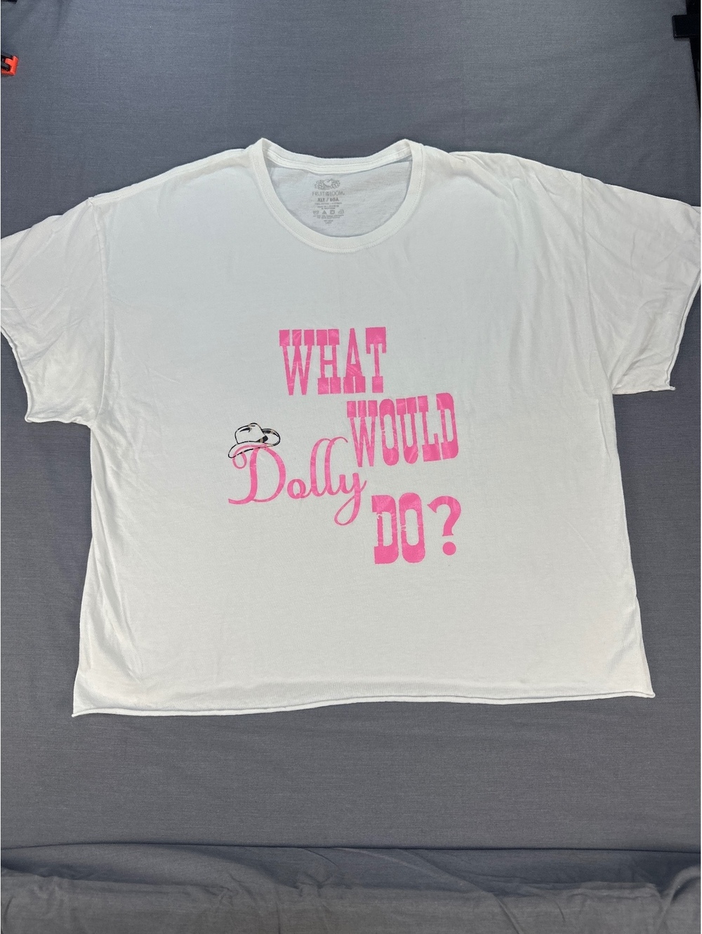 Dolly Parton Fruit of the Loom Women's T-Shirt XL White Pink Relaxed Fit Cotton